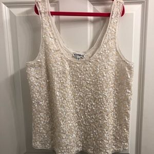 Sequin White and Cream Express Crop top